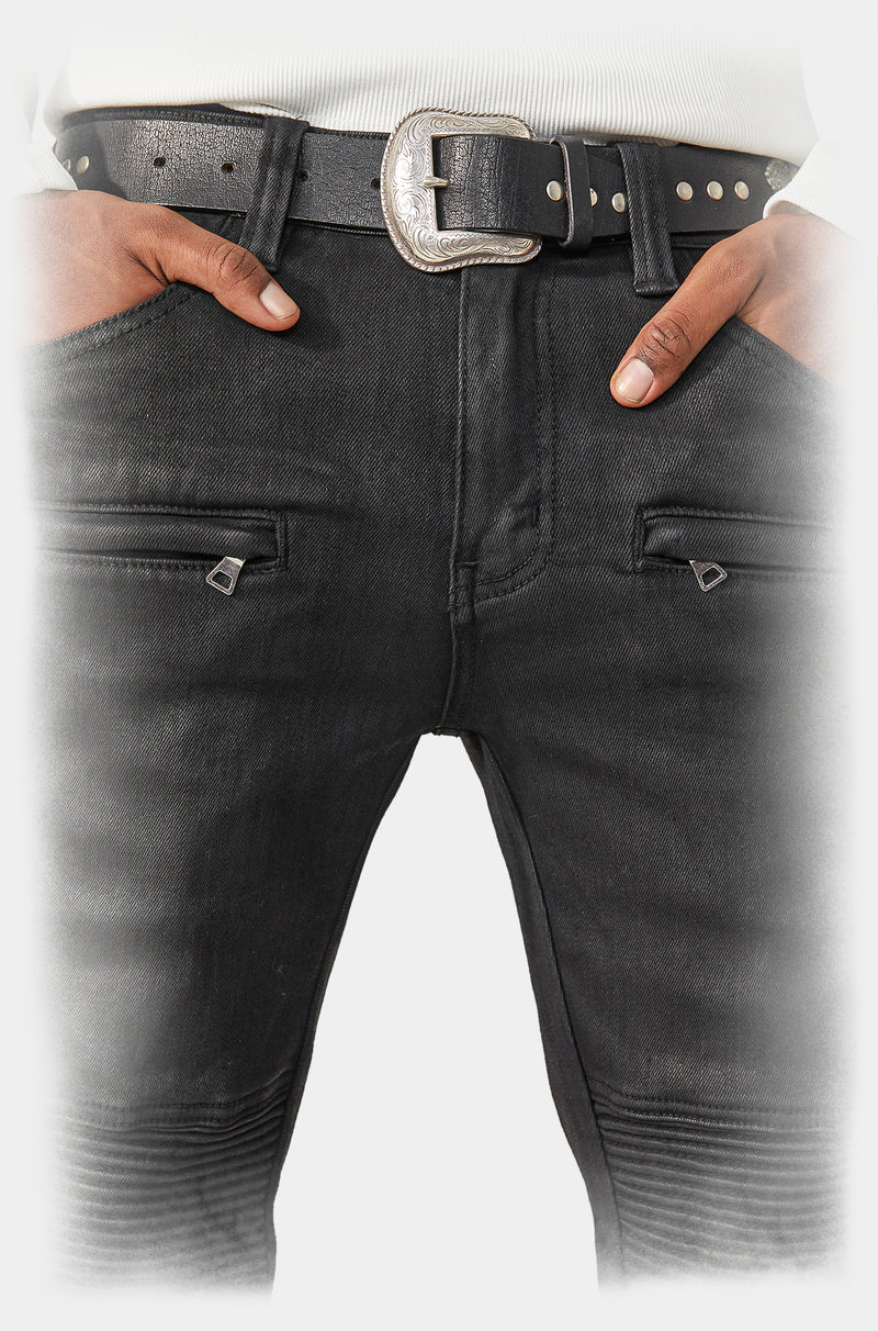 Fusion Slim-Fit Wax Biker Jeans