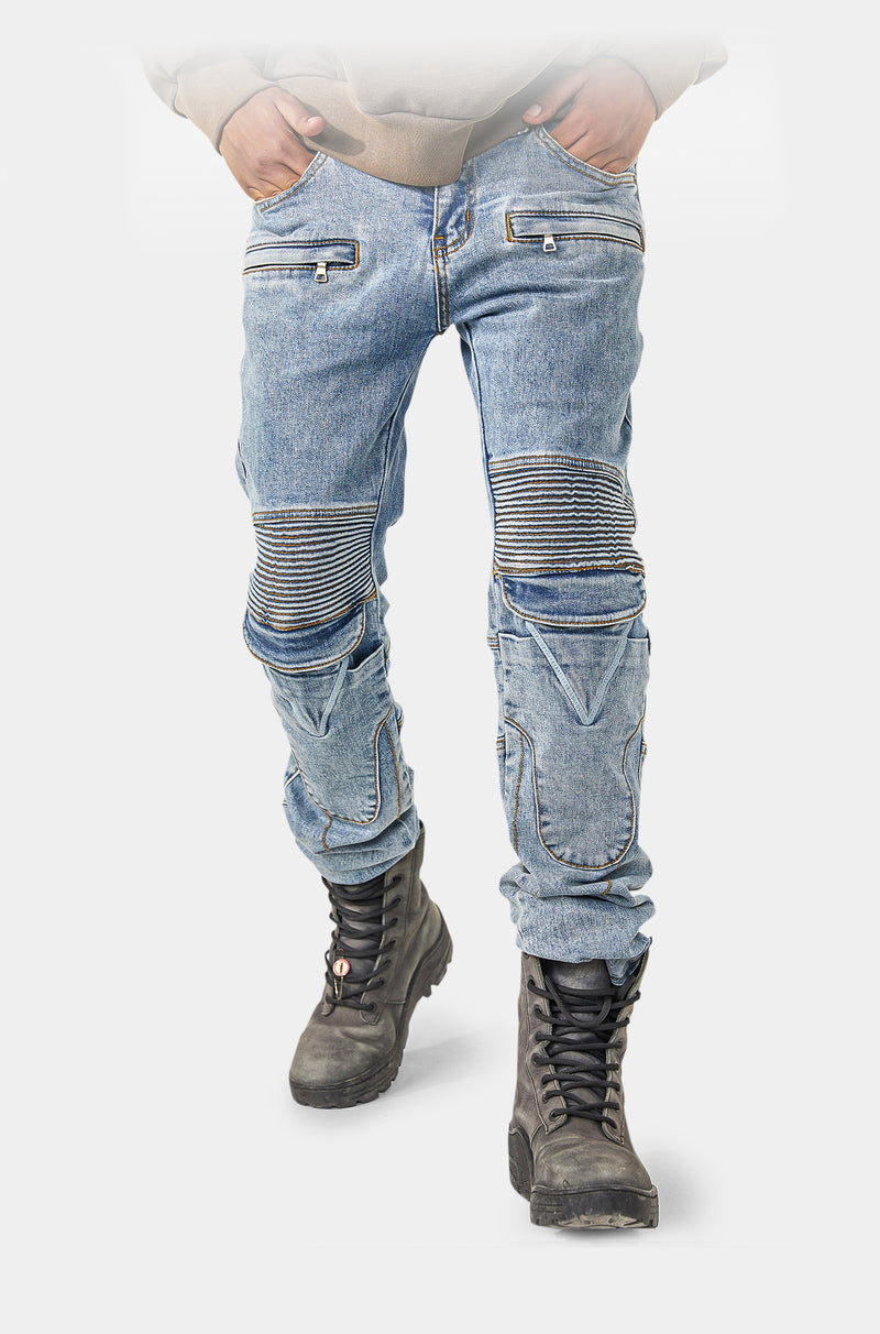 Fusion Slim-Fit Wax Biker Jeans