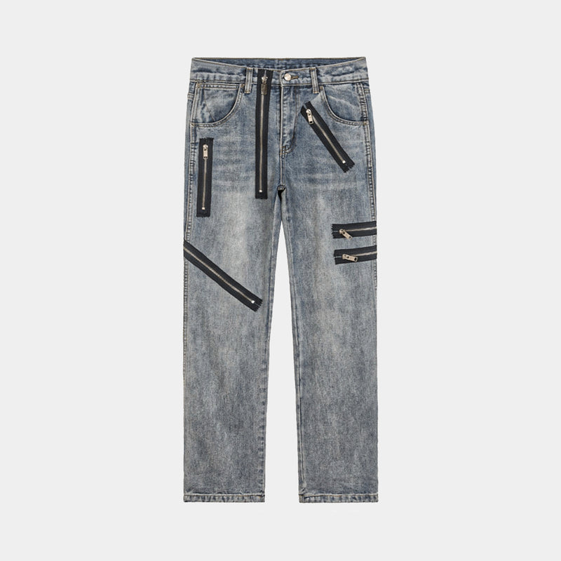 Washed Vintage Zipper Band Denim