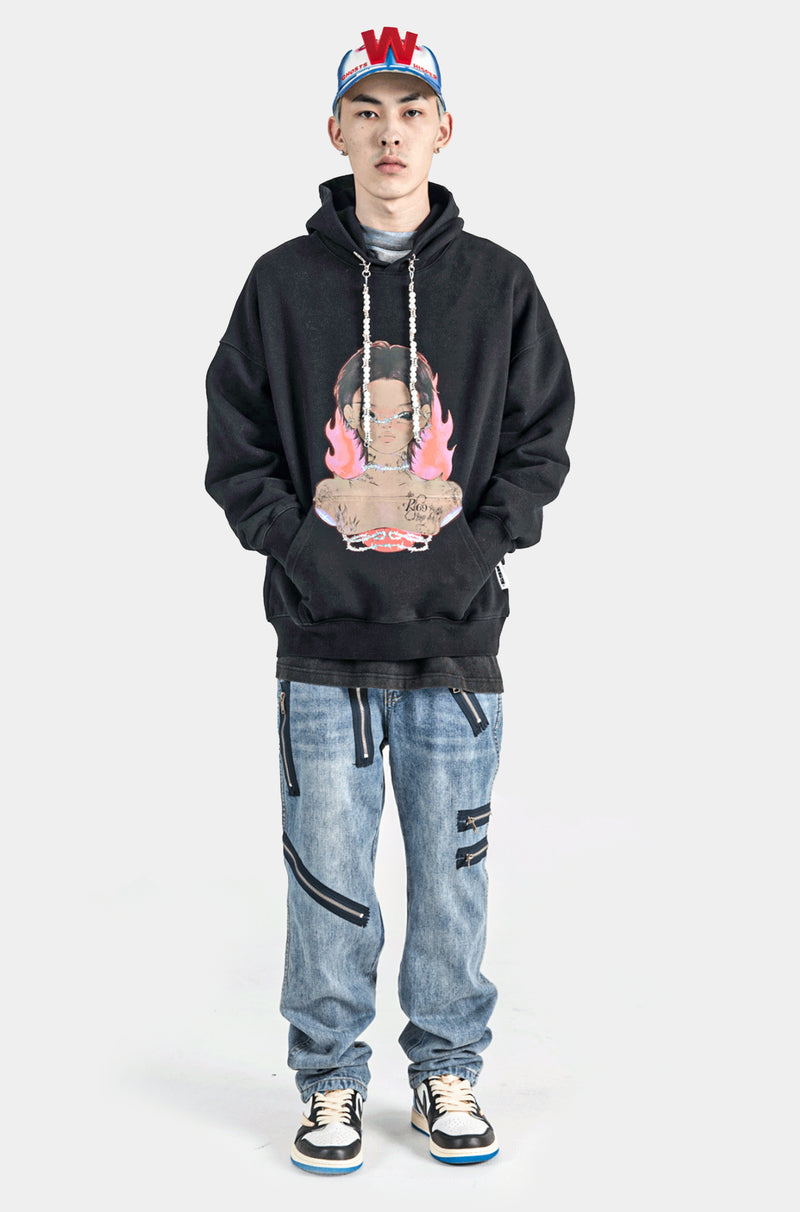 Fire Boy Skeleton Viper Print Hoodie