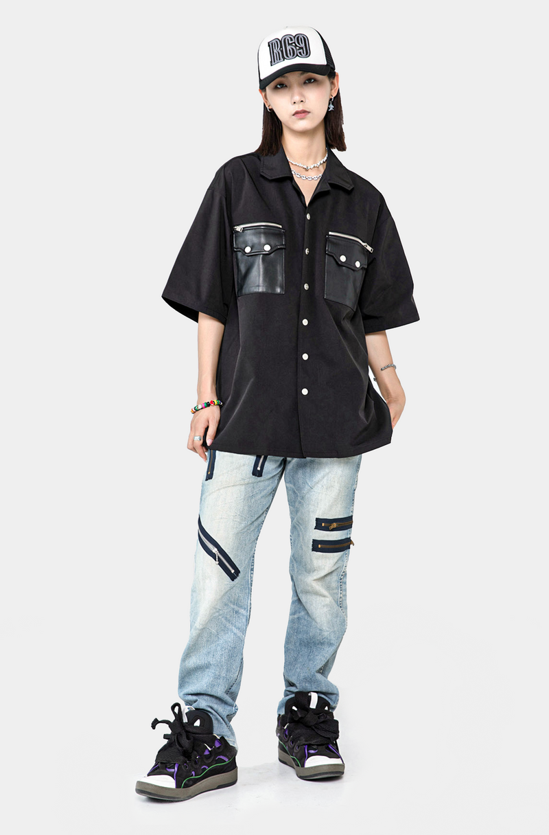 Cut Collar Pocket Shirt