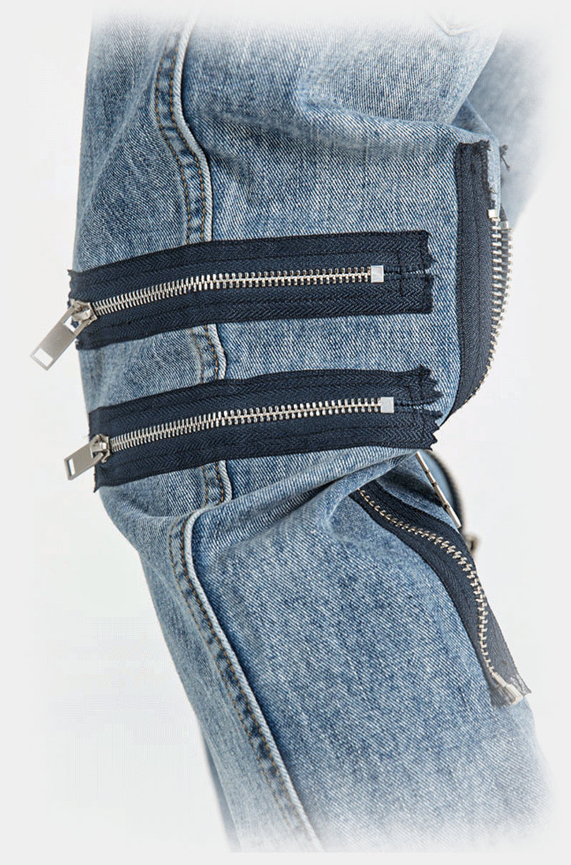 Washed Vintage Zipper Band Denim