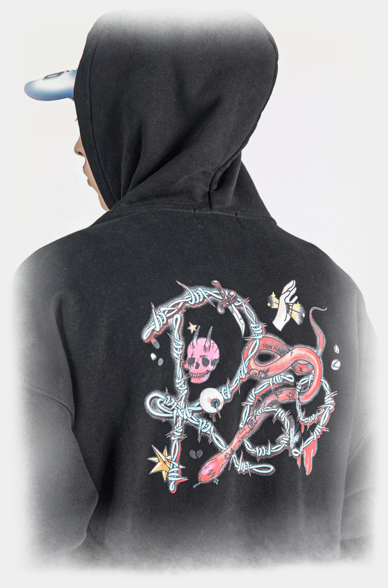 Fire Boy Skeleton Viper Print Hoodie