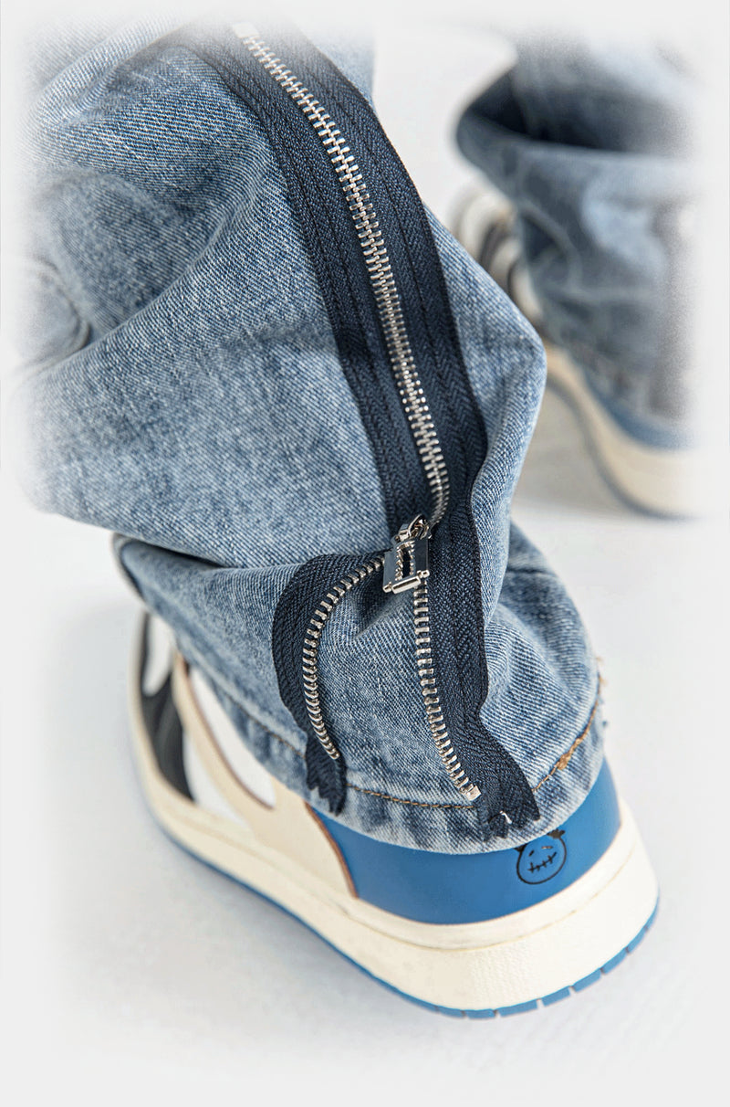 Washed Vintage Zipper Band Denim