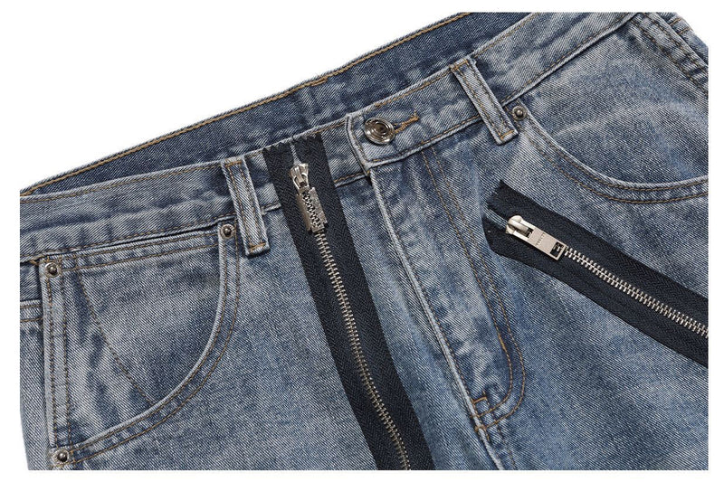 Washed Vintage Zipper Band Denim