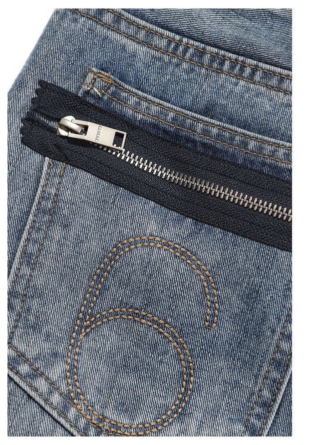 Washed Vintage Zipper Band Denim